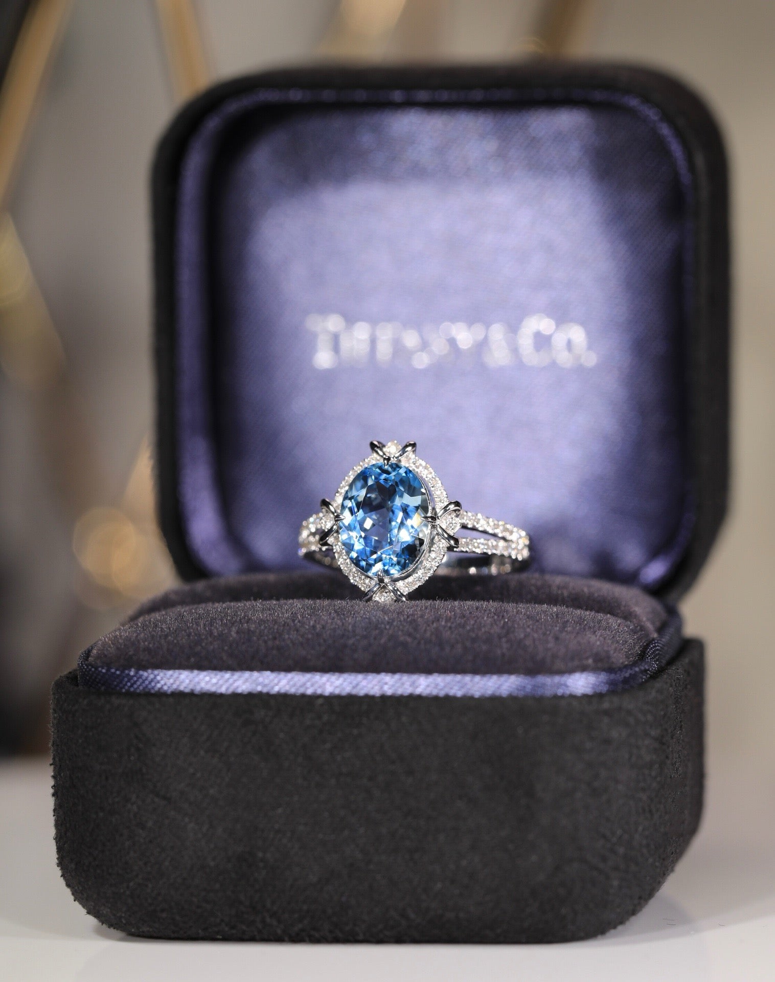 Luxury Natural Aquamarine Statement Ring, Classic Design, Bridal Ring, Anniversary Ring, Gift for Her