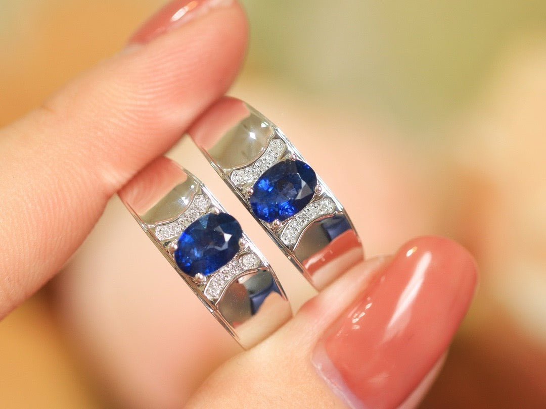 Natural Sapphire Band Ring, Classic Design,Man&#39;s Ring, Anniversary Ring, Gift for Him