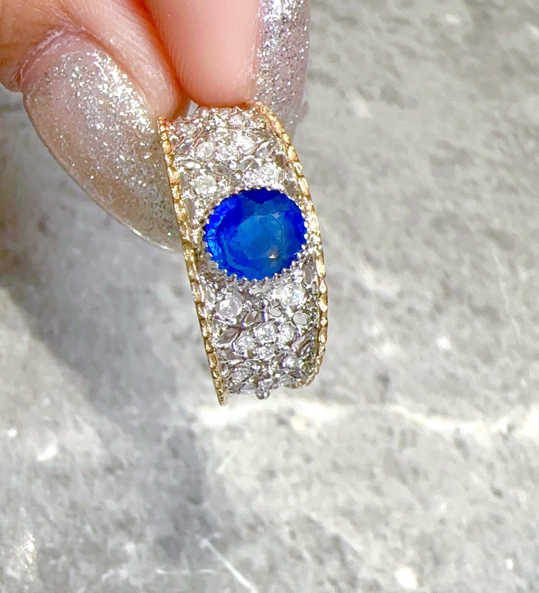 Luxury Natural Sapphire Ring with Diamonds, Classic Design, Bridal Ring, Anniversary Ring, Gift for Her