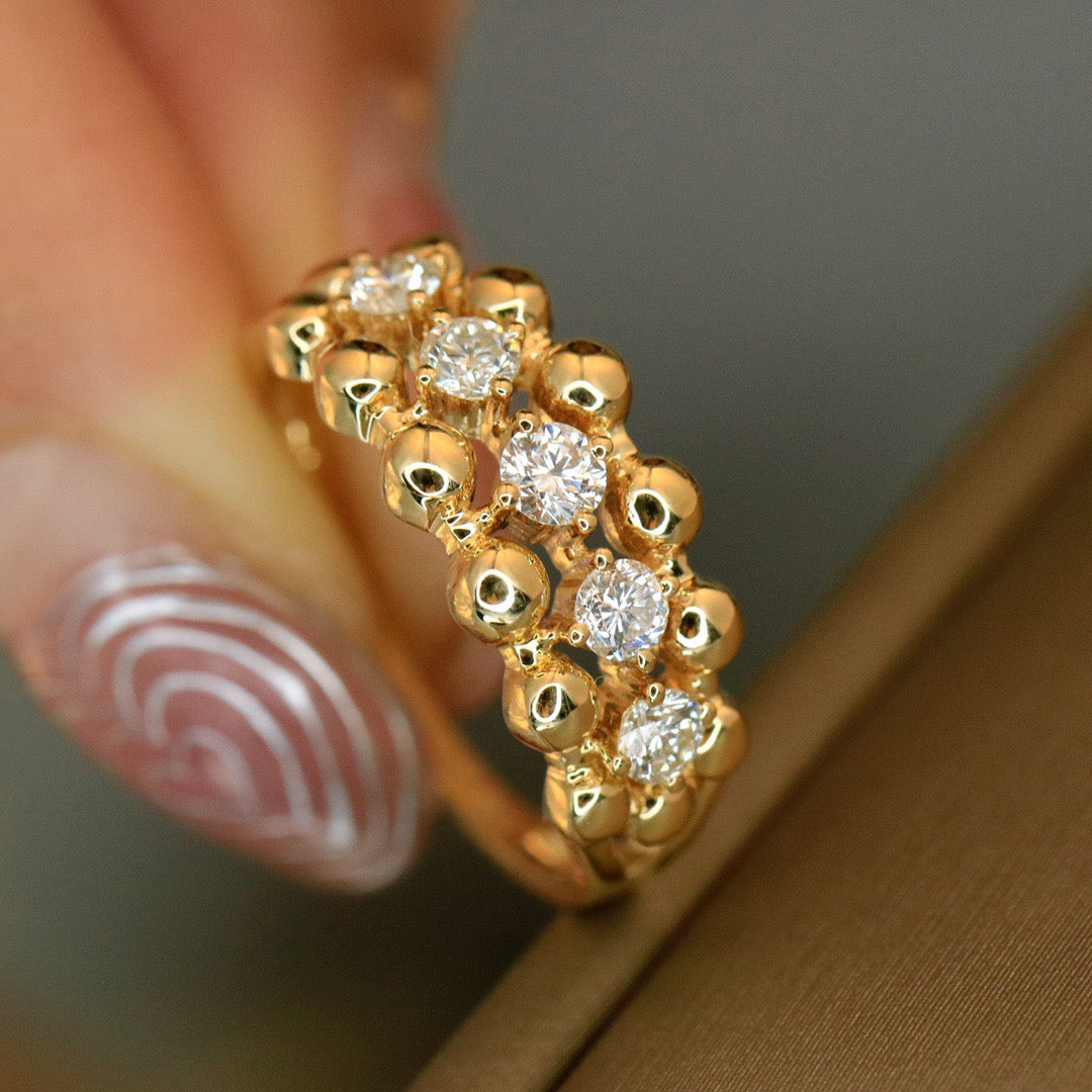 Natural Diamond Pave Ring, Classic Design, Bridal Wedding, Anniversary Ring, Gift for Her