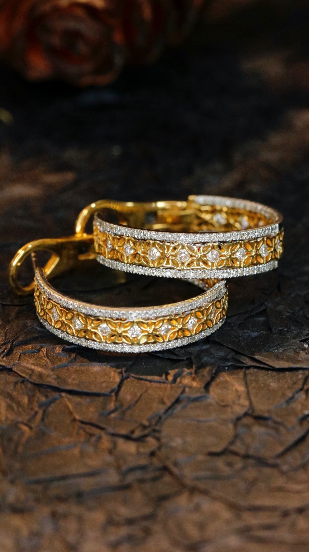 Natural Diamond Hoop Earring, Classic Deisgn, 18K Diamond Earring, 18K Gold Daily Earrings, Bridal Earring, Anniversary Earring, Gift for Her