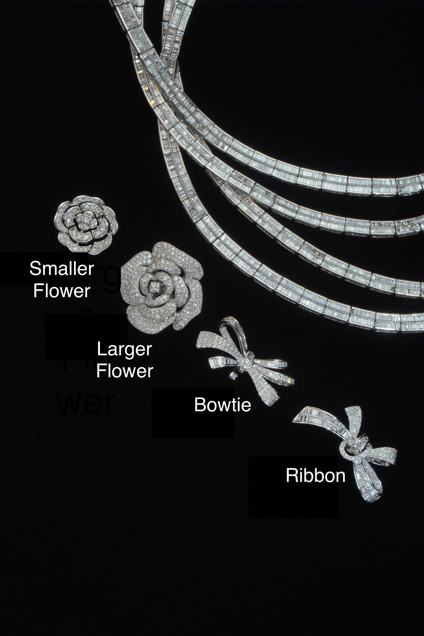 Diamond Necklace & Pendant, Classic Floral & Bowtie Design, Bridal Necklace, Anniversary Necklace