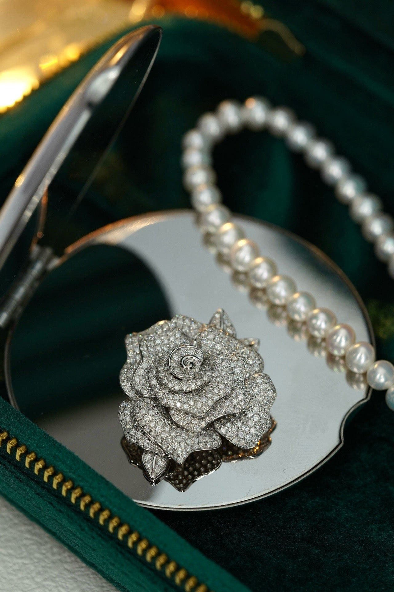 Classic Diamond Pendant & Brooch, Classic Floral Design, Bridal Necklace, Anniversary Necklace