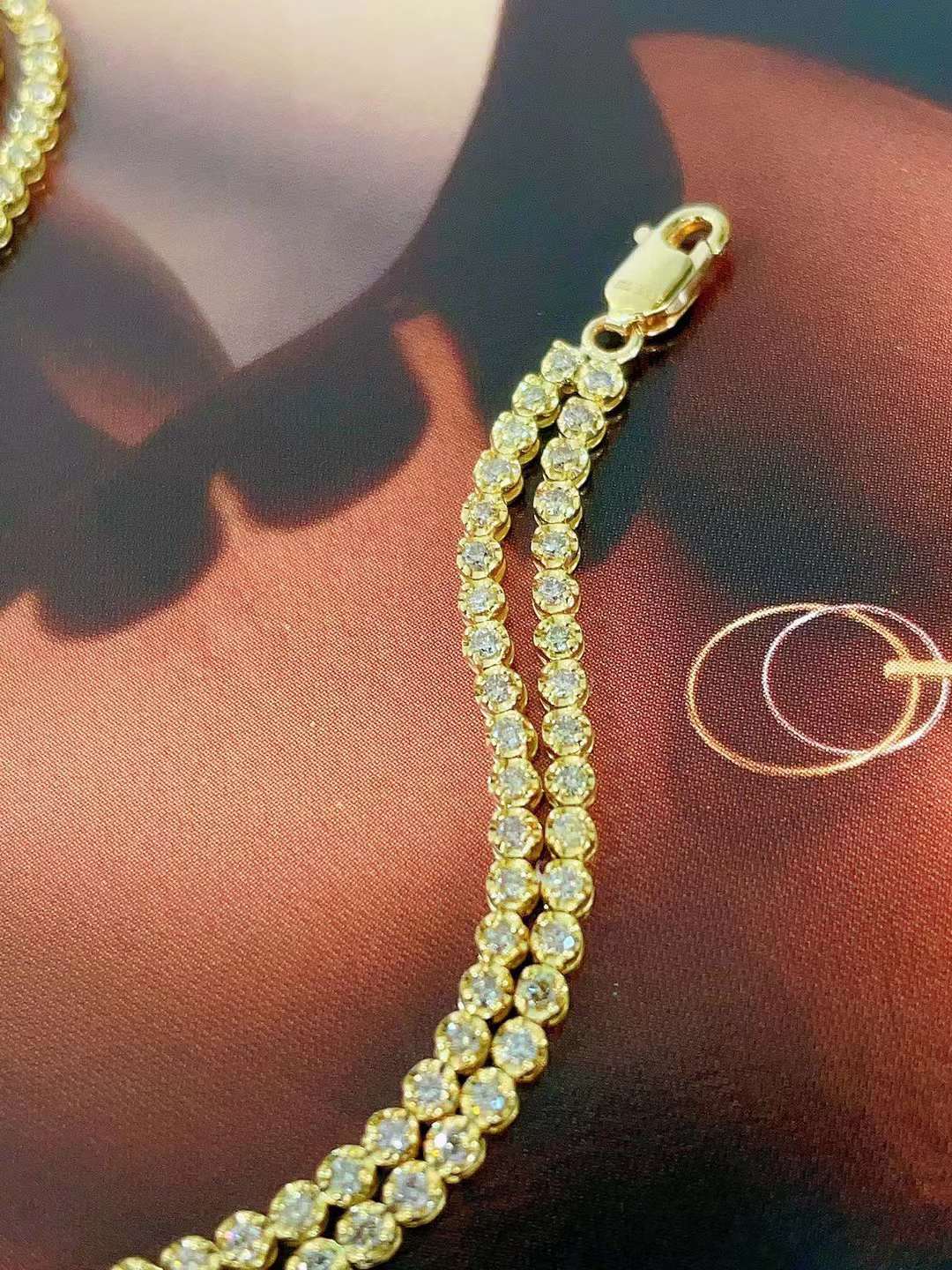 Luxury Natural Diamond Bracelet, Unique Double Chain Design, 18K Natural Diamond Bracelet, Wedding Bracelet, Anniversary Bracelet, Gift for you